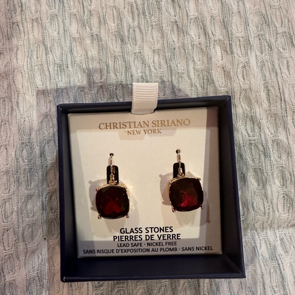 Christian Siriano Red Glass Stone Earrings